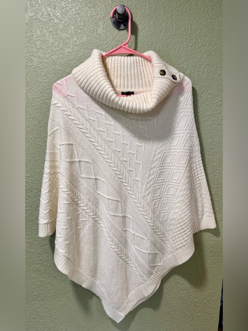 Talbots Cream Cable-Knit Turtleneck Poncho Sweater M